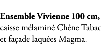 Ensemble Vivienne 100 cm, caisse m lamin Ch ne Tabac et fa ade laqu es Magma.