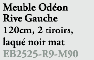 Meuble Od on Rive Gauche 120cm, 2 tiroirs, laqu noir mat EB2525 R9 M90