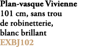Plan vasque Vivienne 101 cm, sans trou de robinetterie, blanc brillant EXBJ102