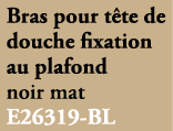 Bras pour t te de douche fixation au plafond noir mat E26319 BL