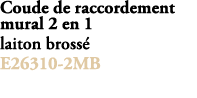 Coude de raccordement mural 2 en 1 laiton bross E26310 2MB 