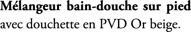 M langeur bain douche sur pied avec douchette en PVD Or beige.