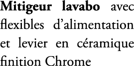 Mitigeur lavabo avec flexibles d’alimentation et levier en c ramique finition Chrome