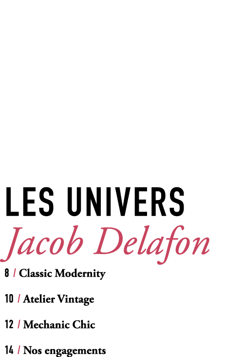 LES UNIVERS Jacob Delafon 8   Classic Modernity 10   Atelier Vintage 12   Mechanic Chic 14   Le noir mat s installe d   