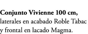 Conjunto Vivienne 100 cm, laterales en acabado Roble Tabac y frontal en lacado Magma.