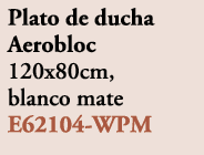 Plato de ducha Aerobloc 120x80cm, blanco mate E62104 WPM