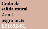 Codo de salida mural 2 en 1 negro mate E21652 BL