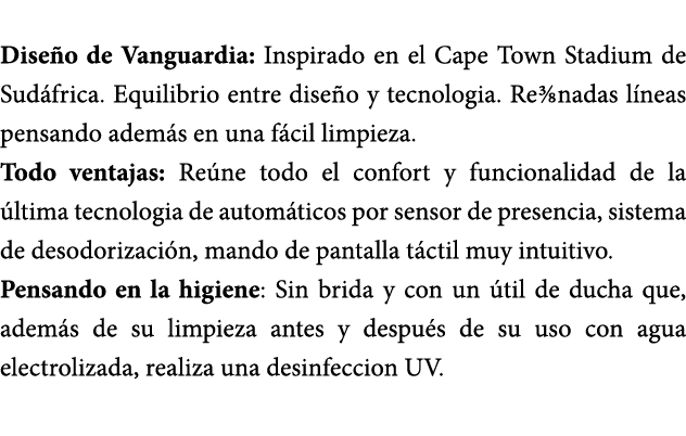 Dise o de Vanguardia: Inspirado en el Cape Town Stadium de Sud frica. Equilibrio entre dise o y tecnologia. Refinadas...