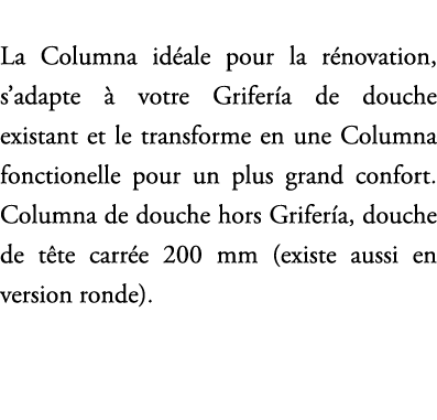 La Columna id ale pour la r novation, s’adapte  votre Grifer a de douche existant et le transforme en une Columna fo...