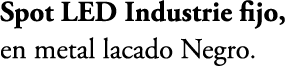 Spot LED Industrie fijo, en metal lacado Negro. 