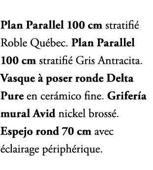 Plan Parallel 100 cm stratifi Roble Qu bec. Plan Parallel 100 cm stratifi  Gris Antracita. Vasque   poser ronde Delt...